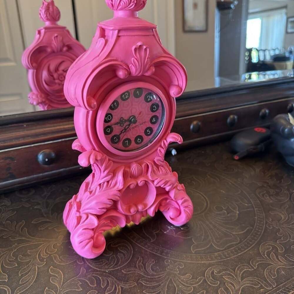 Pink Flocked Mantle Clock Fusia color